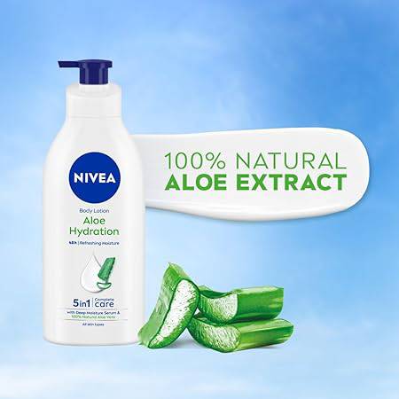 NIVEA Aloe Hydration Body Lotion 600 ml | 48 H Moisturization | Refreshing Hydration | Non Sticky Feel | With Goodness of Aloe Vera For Instant Hydration In Summer | For Men & Women - ANJANI MEDICAL