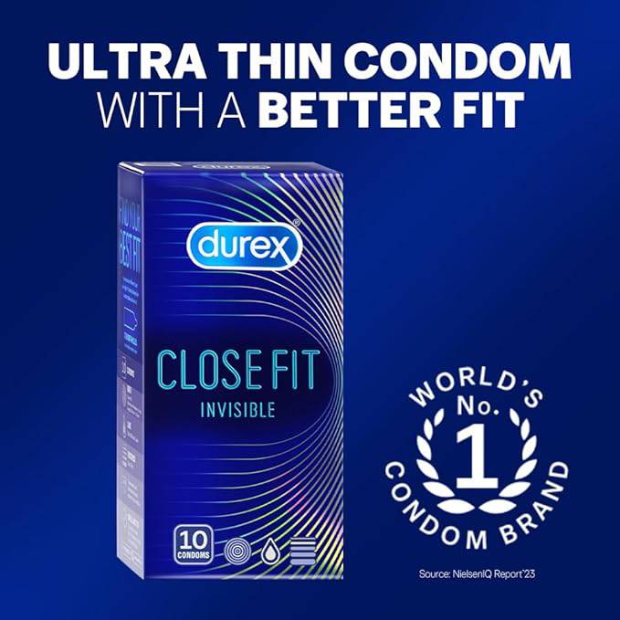 Durex Close Fit Invisible Condoms for Men - 10s | Ultra Thin Condom - ANJANI MEDICAL
