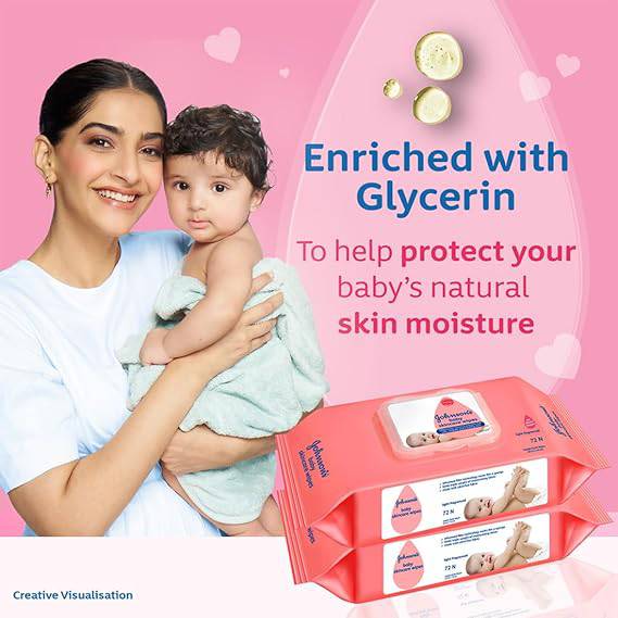 Johnson's Baby Wet Wipes | Alcohol & Soap Free | Prevents Rashes & Redness | 216 Wipes - ANJANI MEDICAL