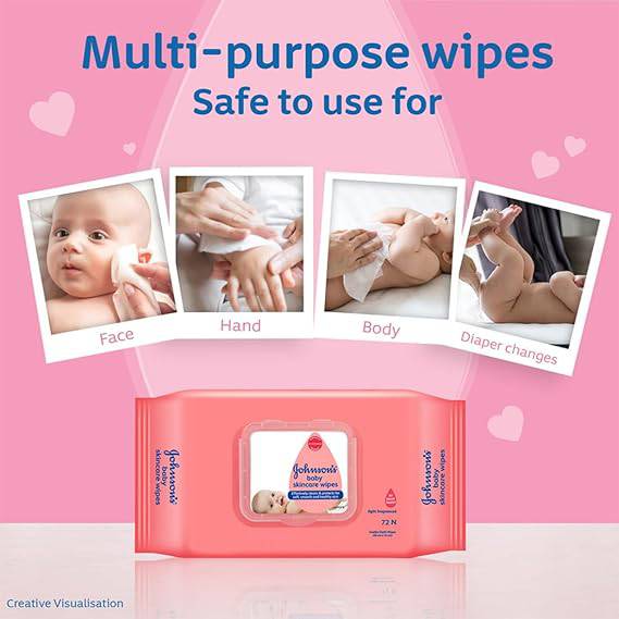 Johnson's Baby Wet Wipes | Alcohol & Soap Free | Prevents Rashes & Redness | 216 Wipes - ANJANI MEDICAL