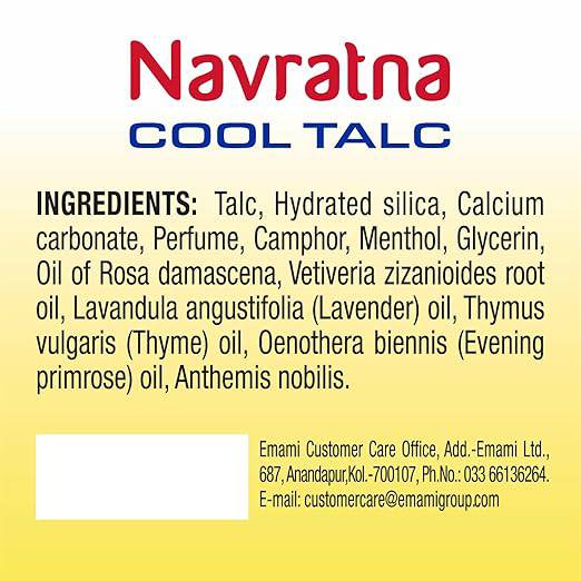 Navratna Cool Arctic Blossom Talc | Instant Sweat Absorption and Cooling Relief |Body Odour Protection | Long Lasting Freshness and Fragrance, Thanda Thanda Cool Cool Talcum powder, 100GM - ANJANI MEDICAL