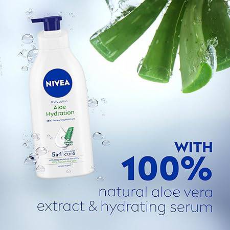 NIVEA Aloe Hydration Body Lotion 600 ml | 48 H Moisturization | Refreshing Hydration | Non Sticky Feel | With Goodness of Aloe Vera For Instant Hydration In Summer | For Men & Women - ANJANI MEDICAL