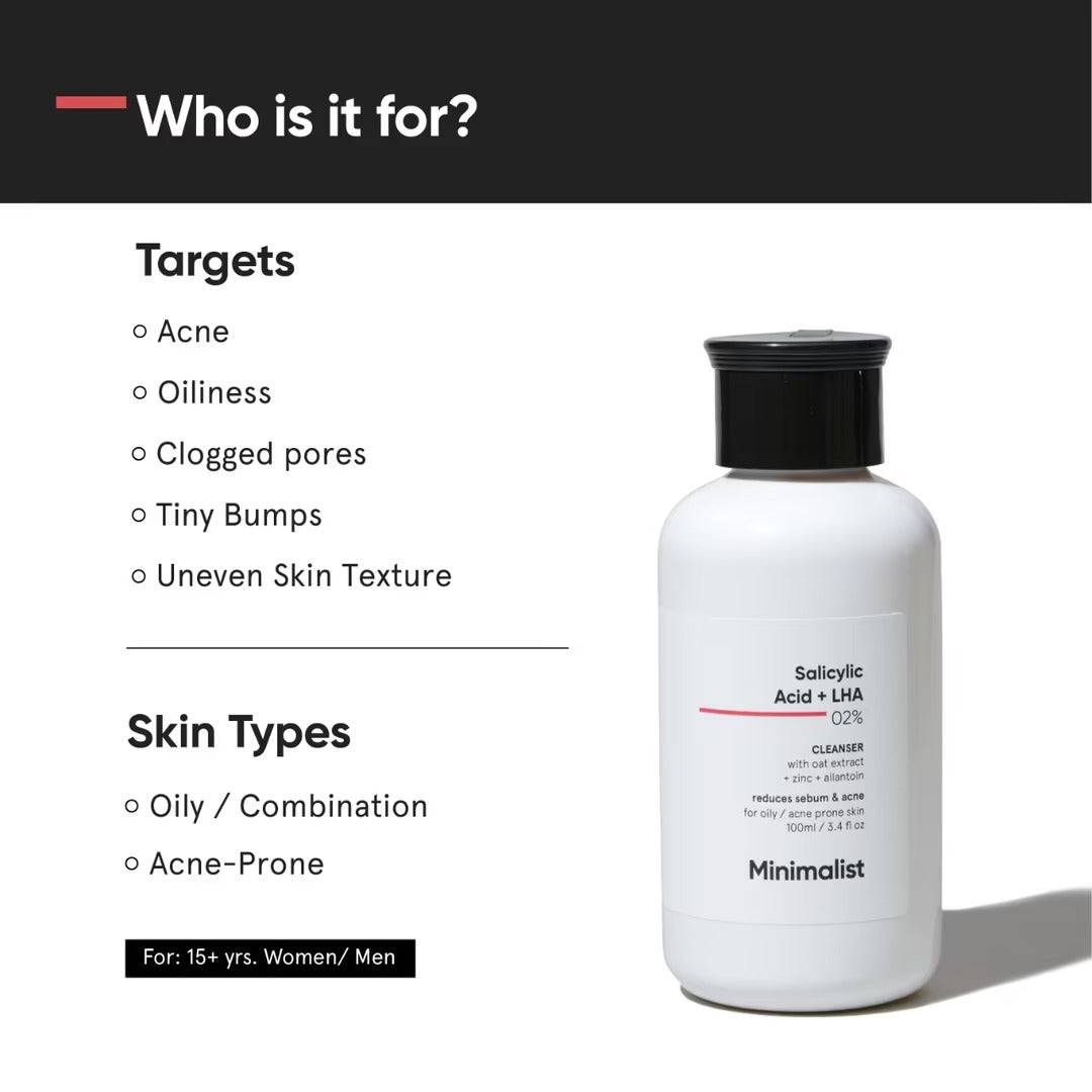 Minimalist 2% Salicyclic Acid + LHA Cleanser | Reduces Acne and Balances Oil - ANJANI MEDICAL