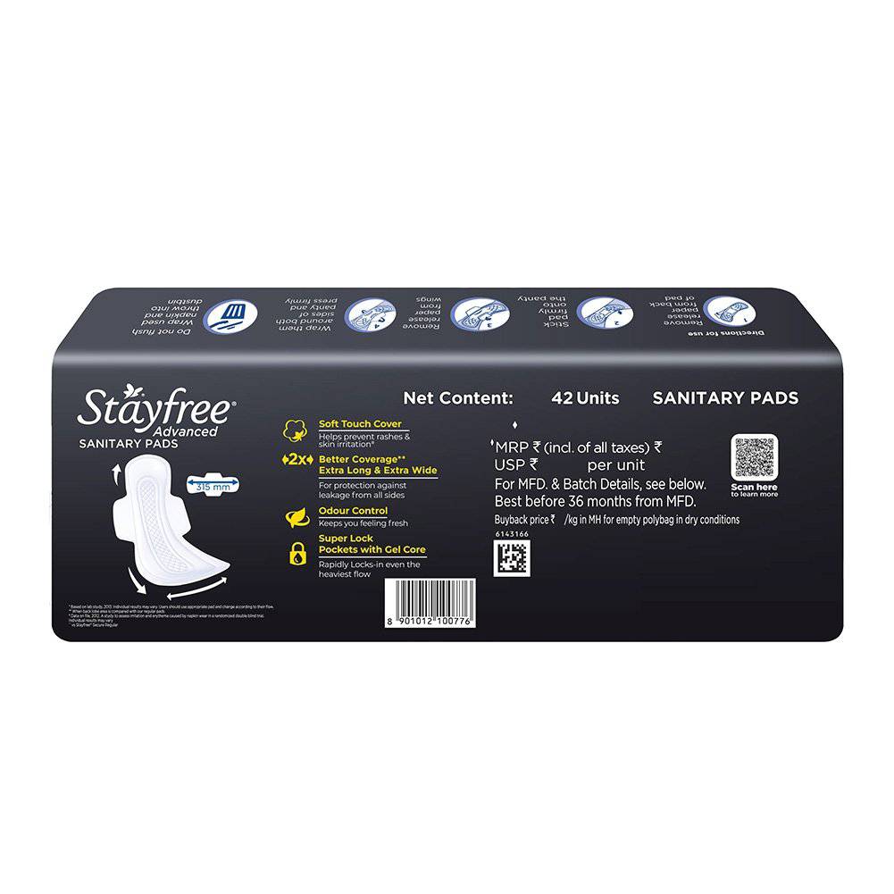 Stayfree Advanced All Nights All round leakage protection through the night - ANJANI MEDICAL