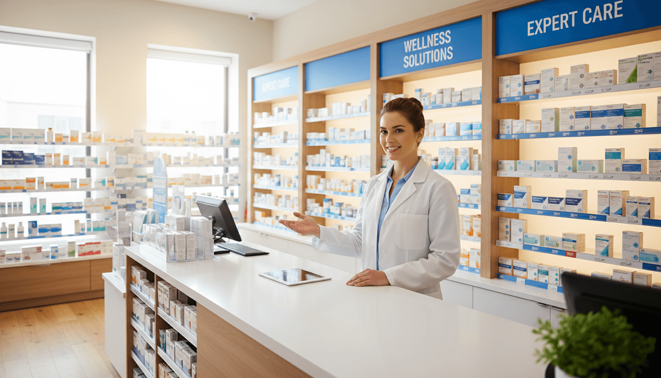 Anjani Medical & General Store pharmacy interior with organized medicines and professional pharmacist