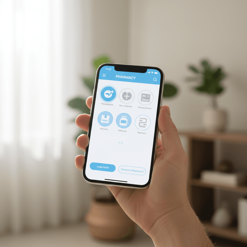 Mobile pharmacy app ordering interface