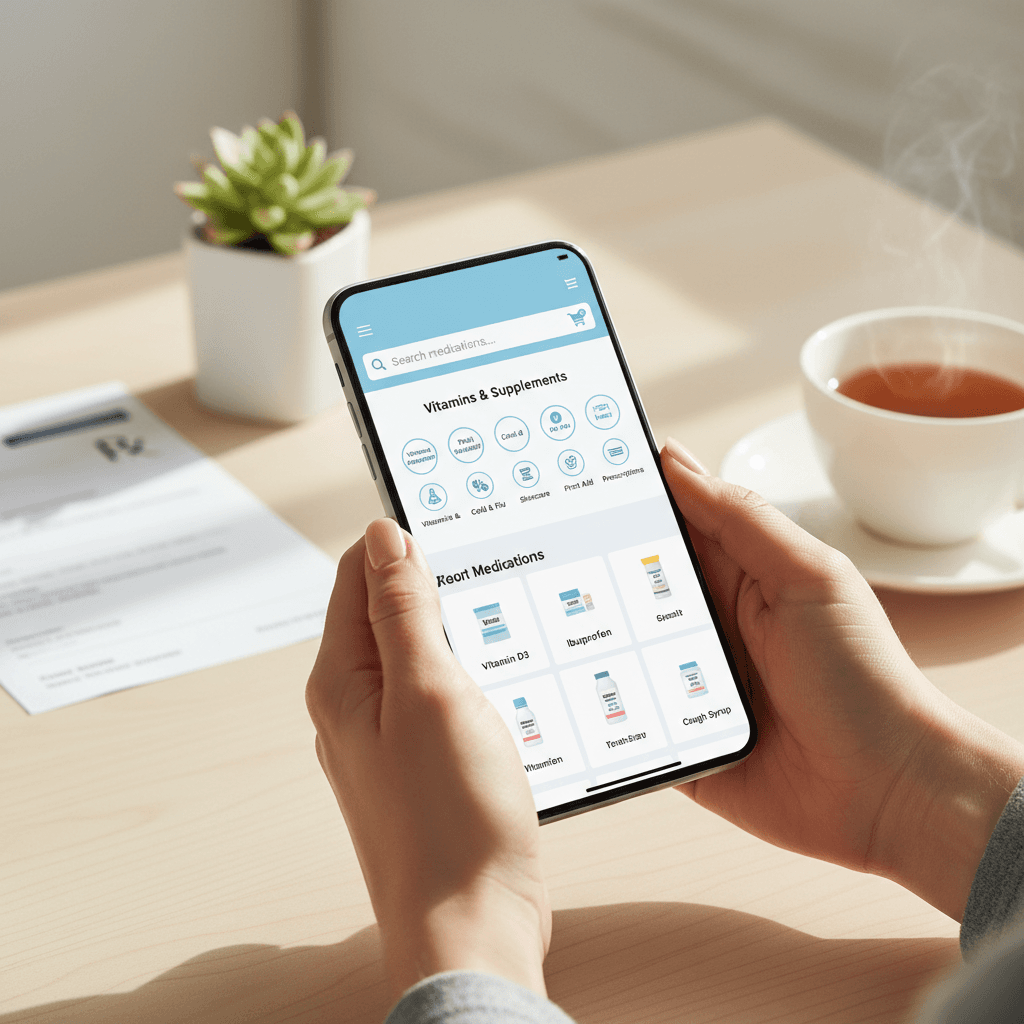 Pharmacy mobile app ordering interface preview
