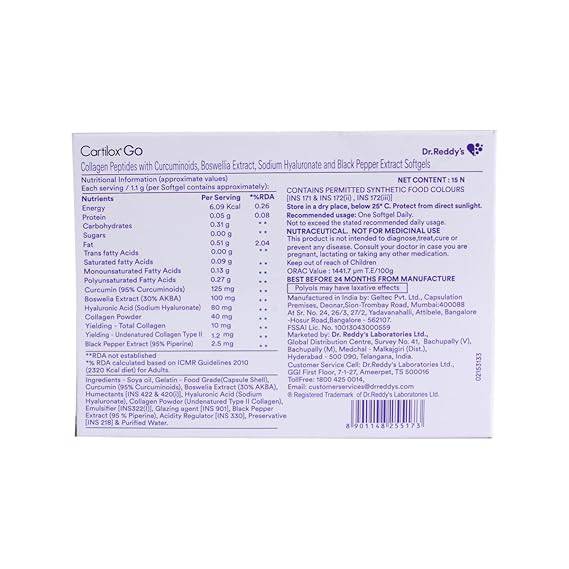 Cartilox Go Softgels Capsule 15's - ANJANI MEDICAL