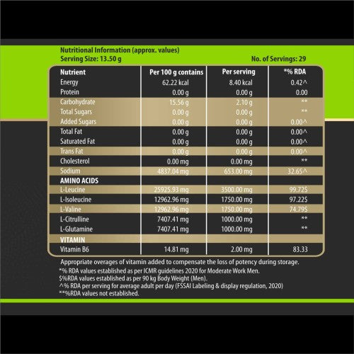 Megagrow BCAA advance supplement powder green apple flavor 400gm - ANJANI MEDICAL