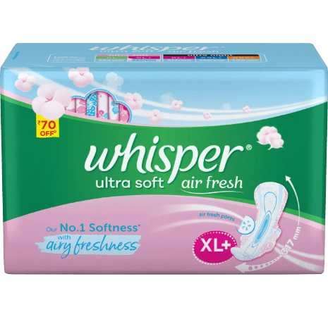 Whisper Ultra Soft Sanitary Pads - 30 Pieces (XL Plus) & Ultra Night Sanitary XL Plus Pads - 15 Count (Pack of 3) Combo - ANJANI MEDICAL