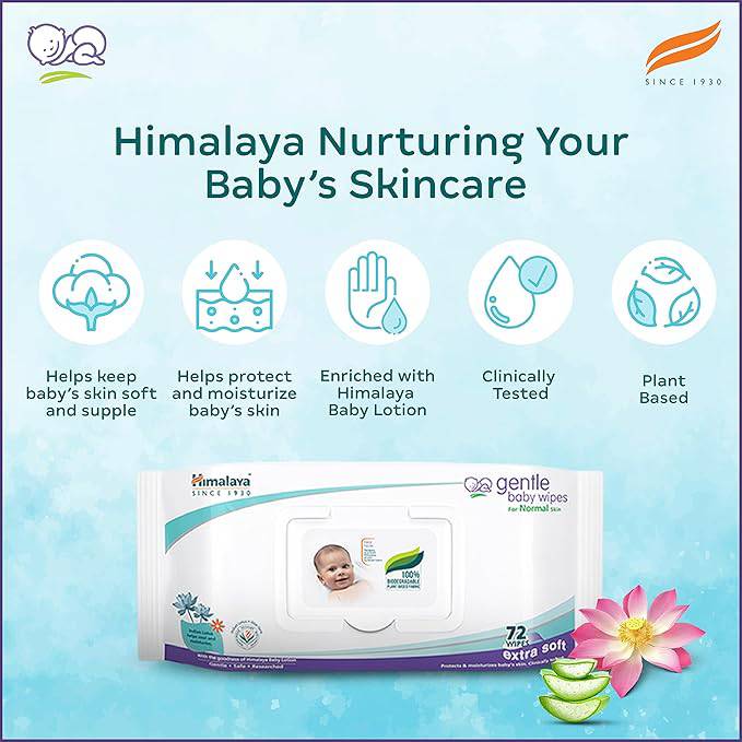 Himalaya Gentle Baby Wipes - 72 Pieces (Pack of 2) - ANJANI MEDICAL