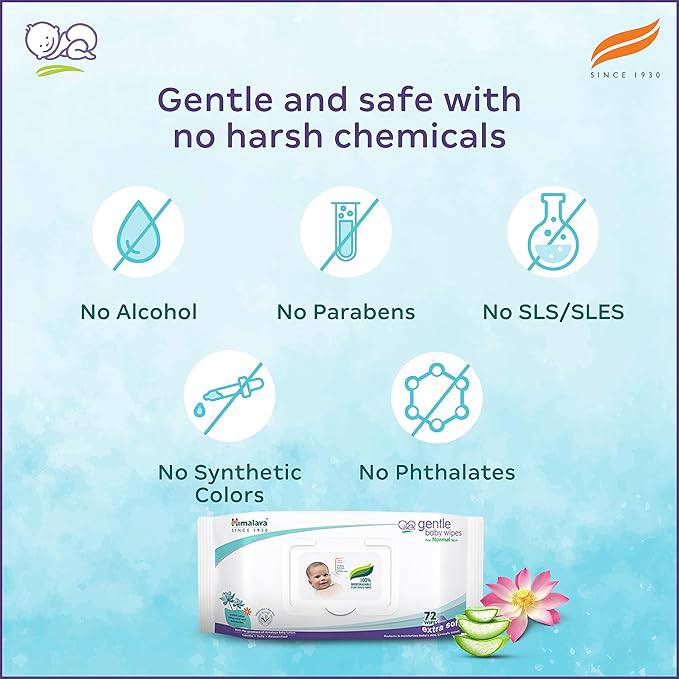 Himalaya Gentle Baby Wipes - 72 Pieces (Pack of 2) - ANJANI MEDICAL