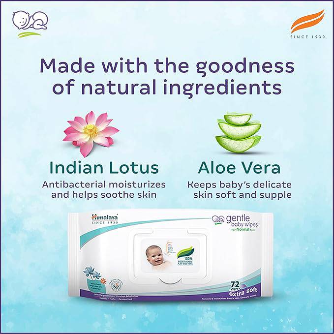 Himalaya Gentle Baby Wipes - 72 Pieces (Pack of 2) - ANJANI MEDICAL
