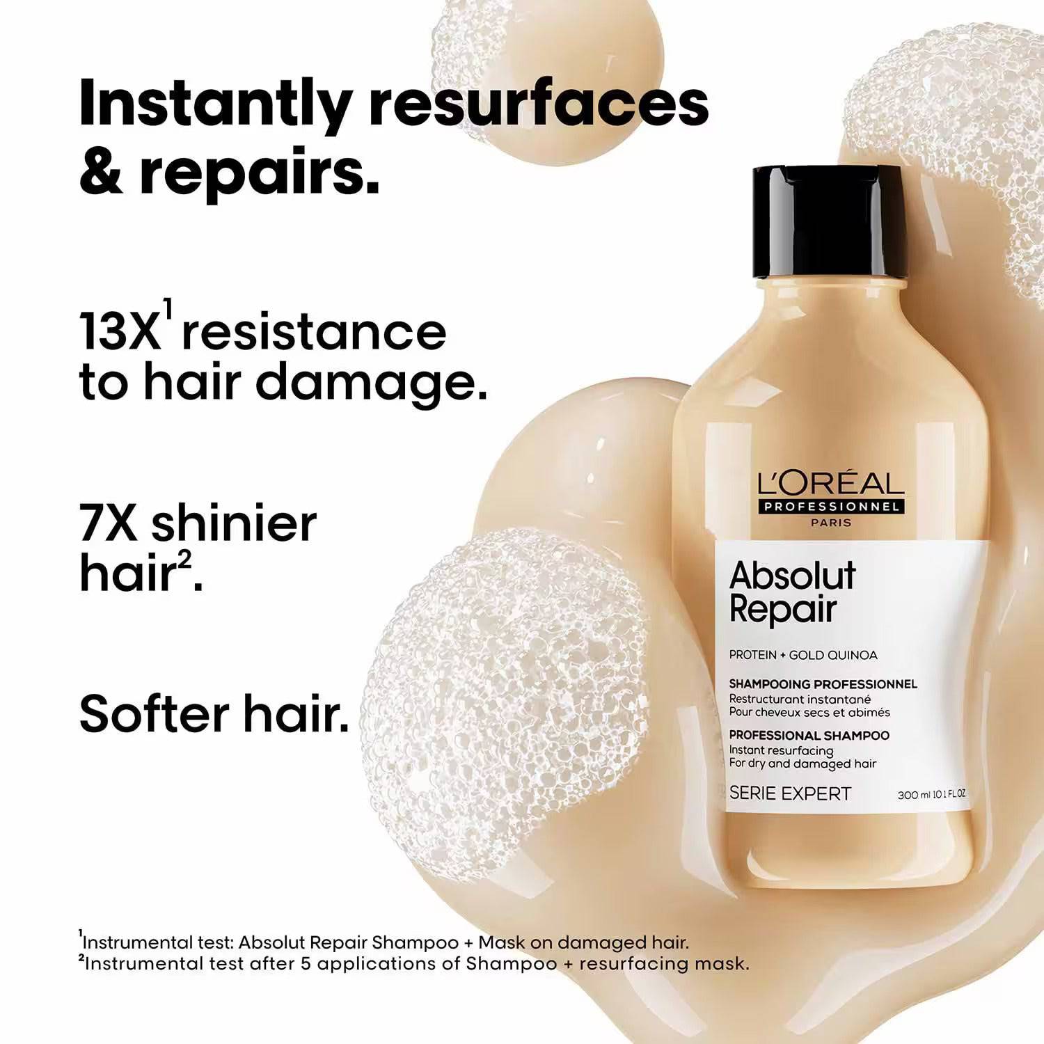 L'Oreal Professionnel Absolut Repair Shampoo For Dry and Damaged Hair (300 ml) With Wheat Protein - ANJANI MEDICAL