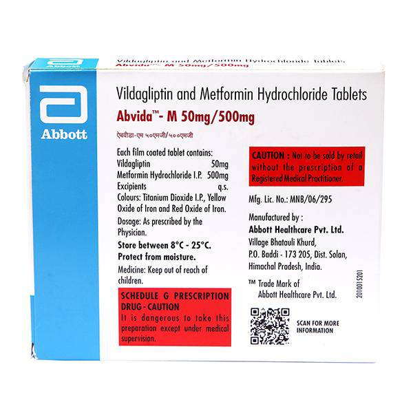 ABVIDA M 50/500mg Tablet 15's - ANJANI MEDICAL