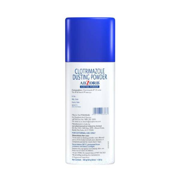 Abzorb Anti Fungal Dusting Powder | Absorbs Excess Sweat | Controls Itching | Derma Care | Manages Fungal Infections Dusting Powder - ANJANI MEDICAL