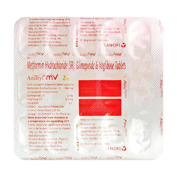 Amaryl MV 2mg Tablet 15'S - ANJANI MEDICAL