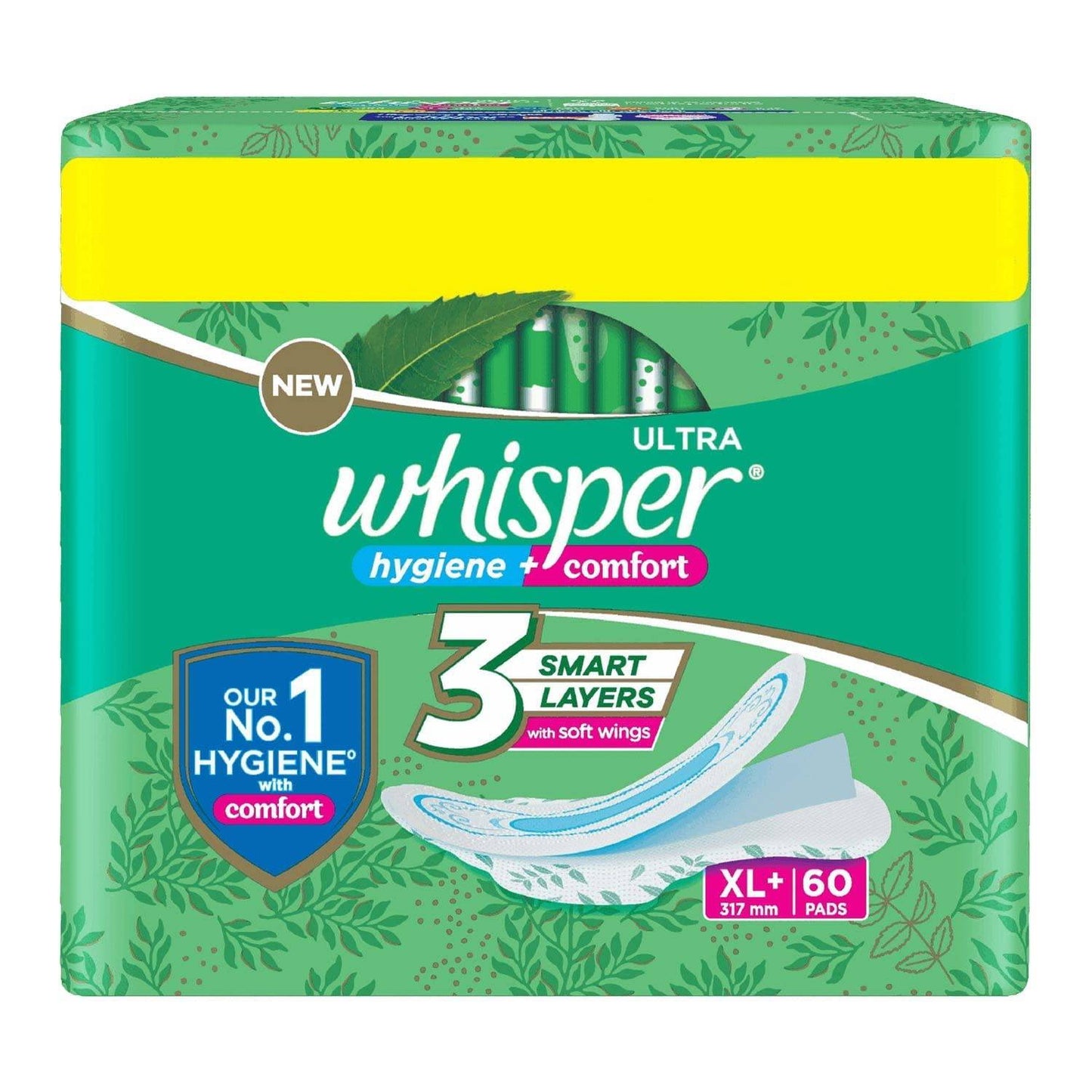 Whisper Ultra Clean Sanitary Pads for Women|60 thin Pads|XL+|Hygiene & Comfort|Soft Wings|Dry top sheet|Suitable for Heavy flow|Odour free|31.7 cm Long|With disposable wrap - ANJANI MEDICAL