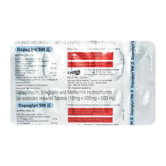 DAPAGLYN SM 100/500 Tablet 10's - ANJANI MEDICAL
