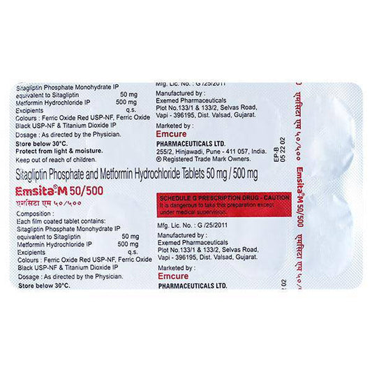 EMSITA M 50/500 Tablet 10's - ANJANI MEDICAL