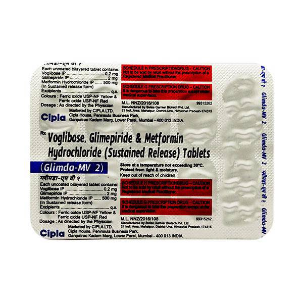 Glimda MV 2mg Tablet 10'S - ANJANI MEDICAL