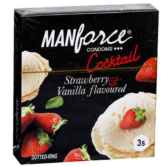 Manforce Cocktail Condoms - Strawberry & Vanilla Flavoured 3's - ANJANI MEDICAL