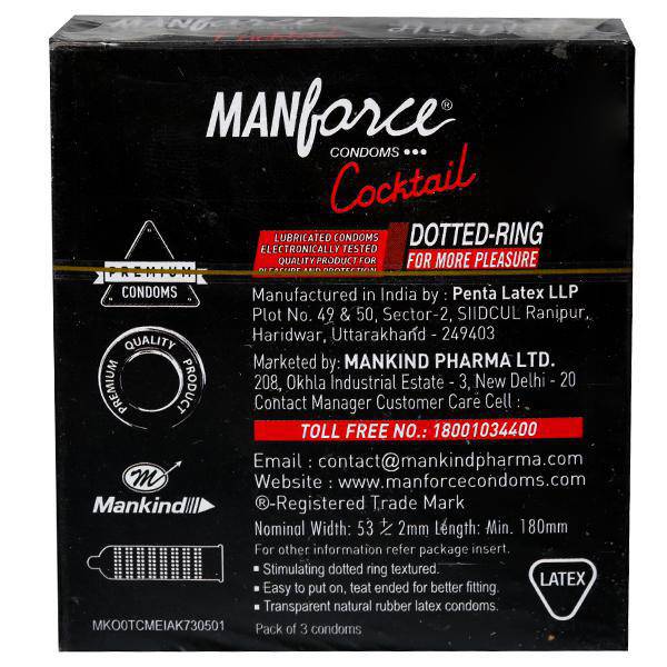Manforce Cocktail Condoms - Strawberry & Vanilla Flavoured 3's - ANJANI MEDICAL