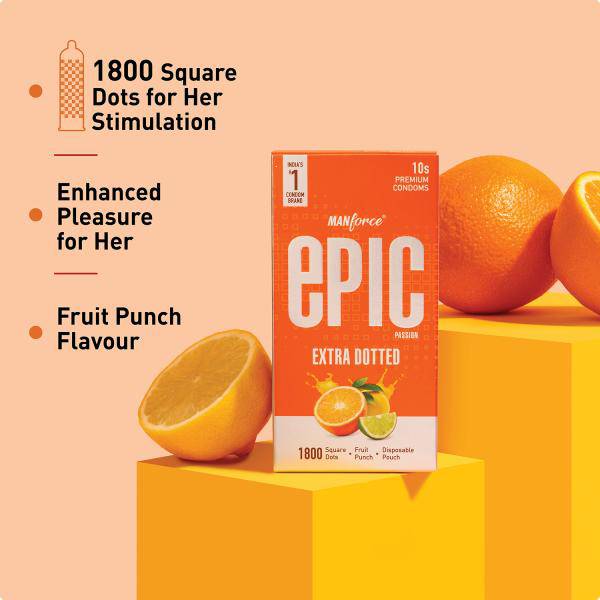 Manforce Epic Passion Extra Dotted Condoms - Orange 10's - ANJANI MEDICAL