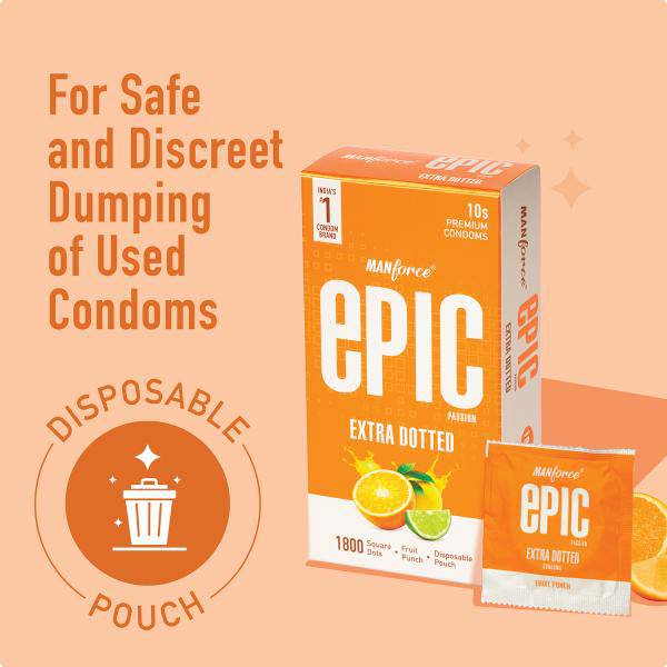 Manforce Epic Passion Extra Dotted Condoms - Orange 10's - ANJANI MEDICAL