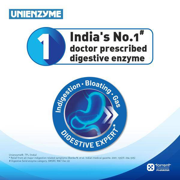 Unienzyme Tablet with Activated Charcoal | For Indigestion, Bloating & Gas | Stomach Care & Liver Care - ANJANI MEDICAL