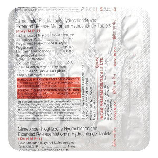 Zoryl MP 1mg Tablet 15'S - ANJANI MEDICAL