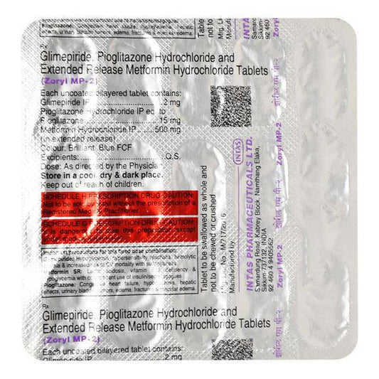 Zoryl MP 2mg Tablet 15'S - ANJANI MEDICAL